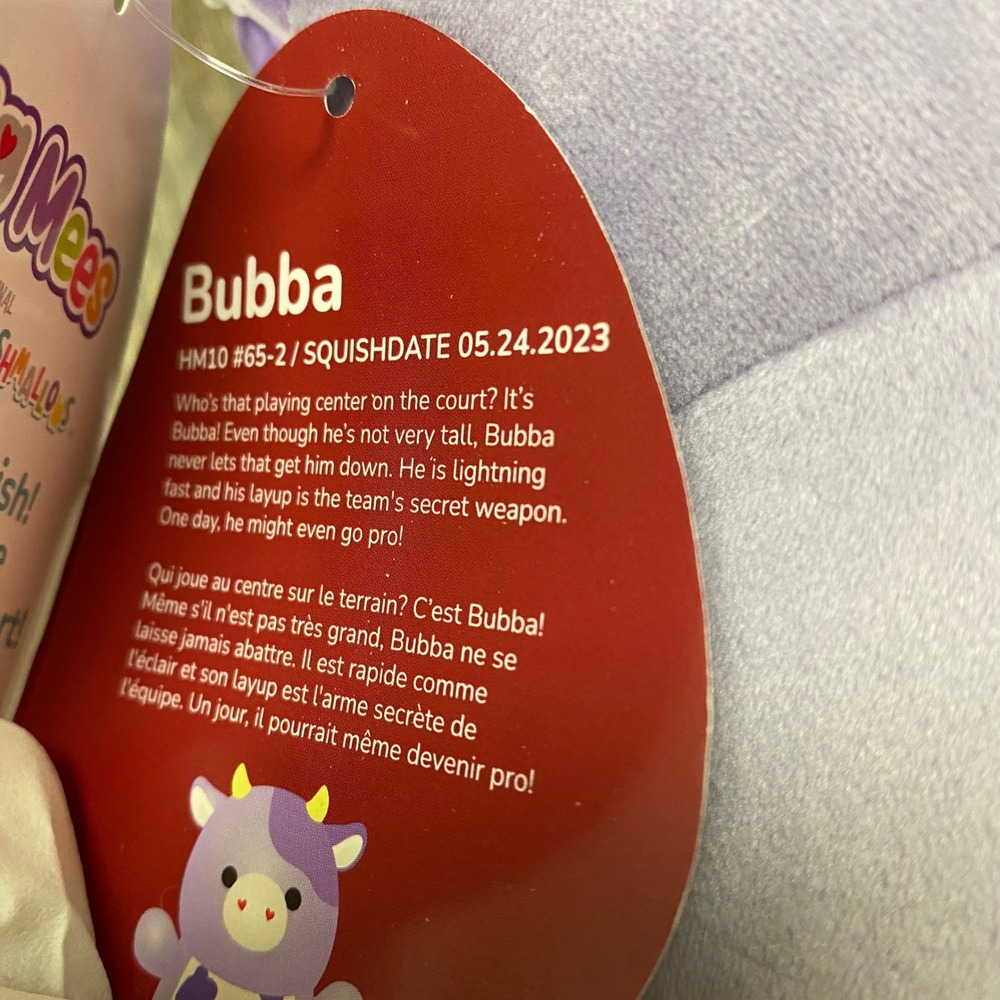 Squishmallows Hug Mees Bubba Cow Plush Purple White Stuffed Toy 9x5 NWT - Picture 13 of 14
